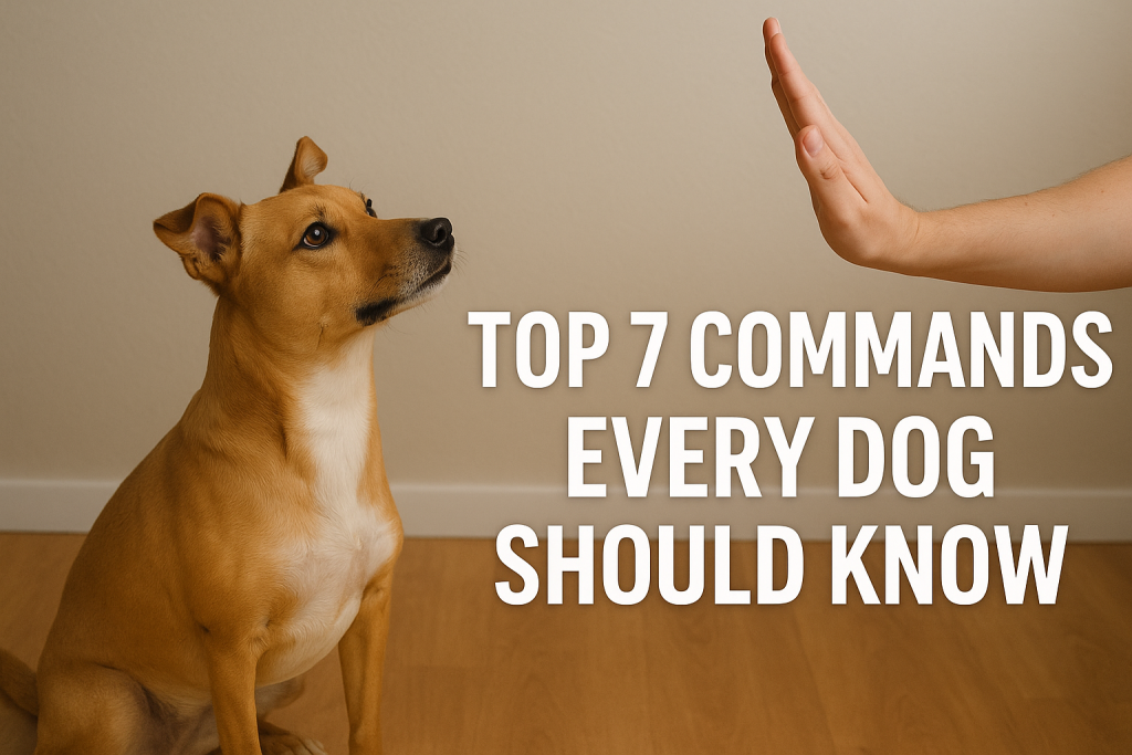 dog learning sit command with treat